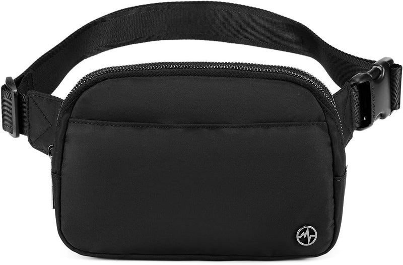 Pander Everywhere Belt Bag for Women, 5 Zipper Pockets Nylon Crossbody Fanny Pack Purse (Black) - Image 1